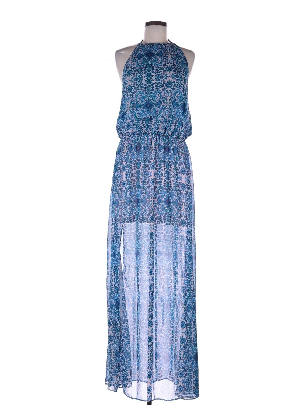 Show Me Your MuMu Halter Maxi Dress - Blue Paisley - Size L - NWOT - Picture 1 of 5
